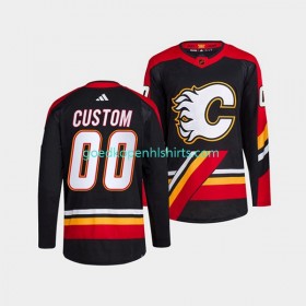 Calgary Flames Custom Adidas 2022-2023 Reverse Retro Zwart Authentic Shirt - Mannen